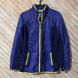 Champion Light Puffer Full Zipper Purple & Lime Green Active Long Sleeve Running